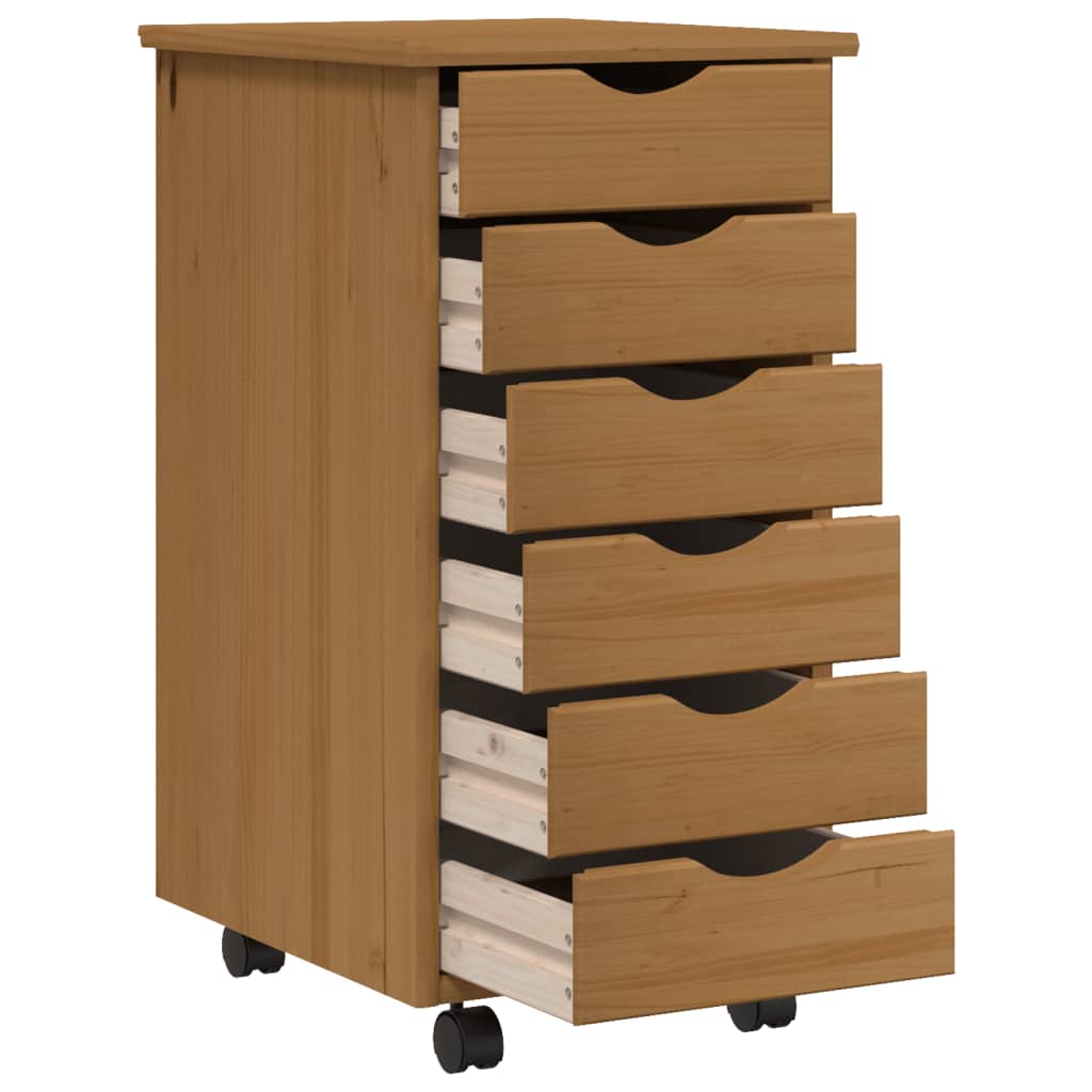 Cajonera Con Ruedas Moss Madera Maciza Pino Marrón Miel_2