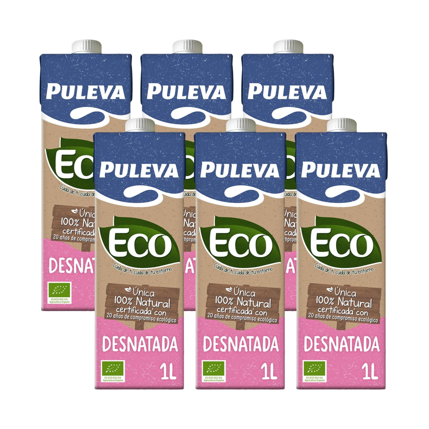 Pack 6 bricks Leche Desnatada ecológica Puleva, 1 L