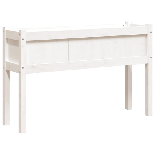 Jardinera Con Patas Madera Maciza De Pino Blanco 110x31x70 Cm_0