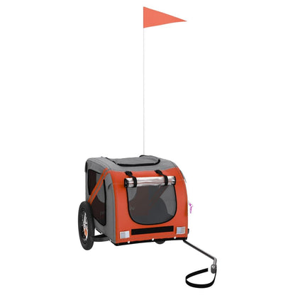 Vidaxl Remolque De Bicicleta Mascotas Hierro Tela Oxford Naranja Gris_0