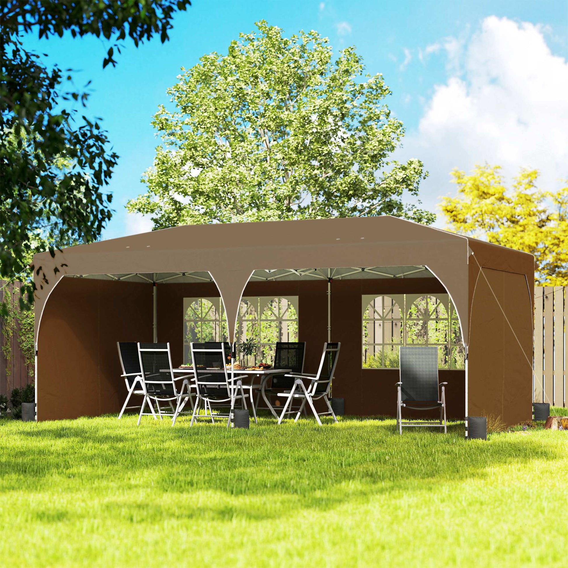 Outsunny Carpa Plegable 6x3 M Con Montaje Rápido Y Tiras Reflectantes Beige_1