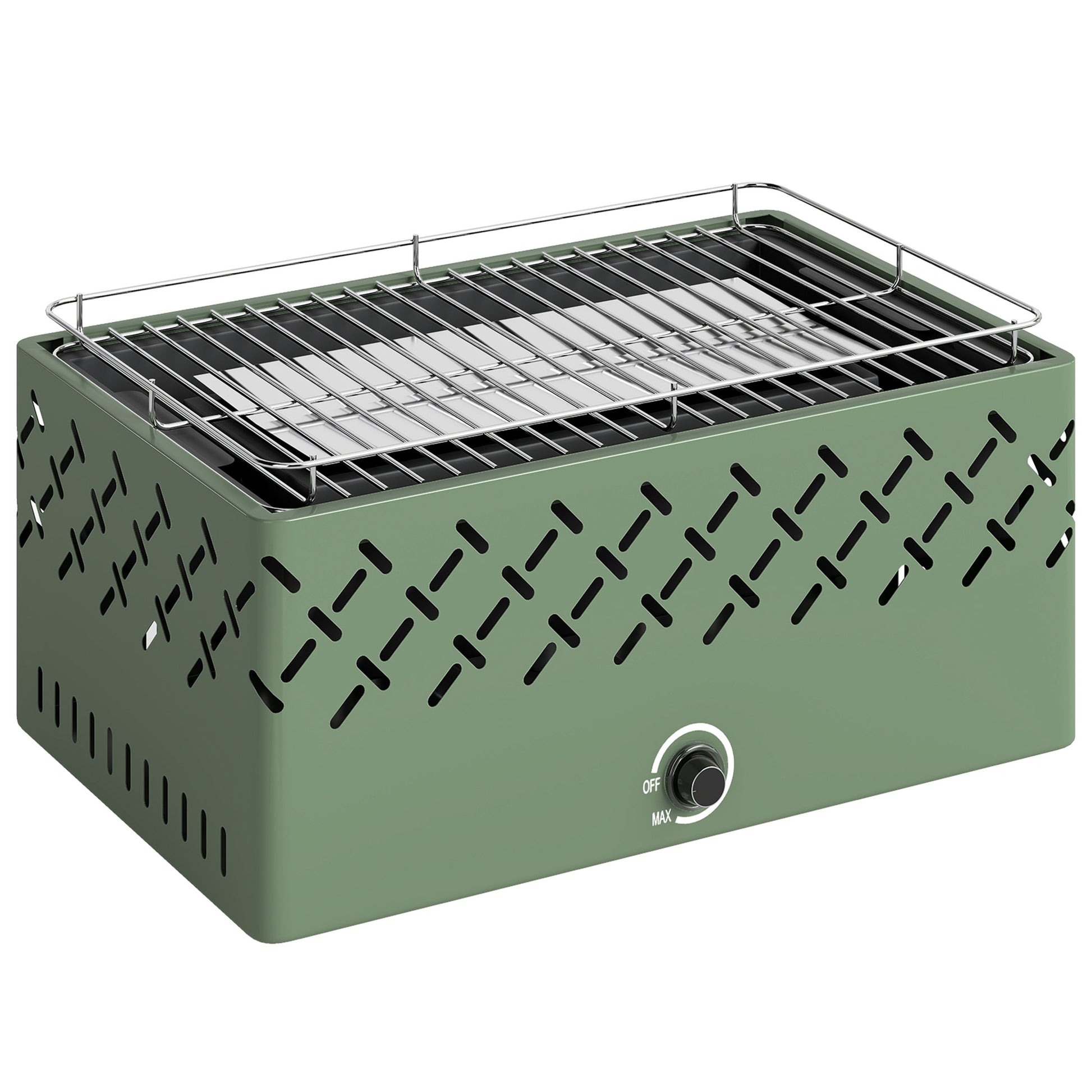 Outsunny Barbacoa De Carbón Con Ventilador Integrado 45,5x29x21 Cm Verde Claro_0