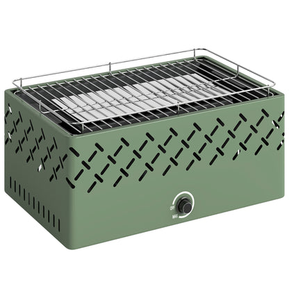 Outsunny Barbacoa De Carbón Con Ventilador Integrado 45,5x29x21 Cm Verde Claro_0