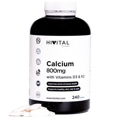 Calcio 800 mg con vitamina D3 y K2 240 comprimidos Hivital