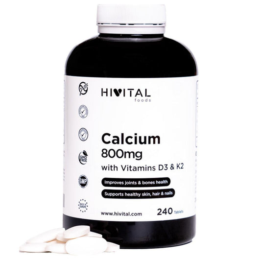 Calcio 800 mg con vitamina D3 y K2 240 comprimidos Hivital