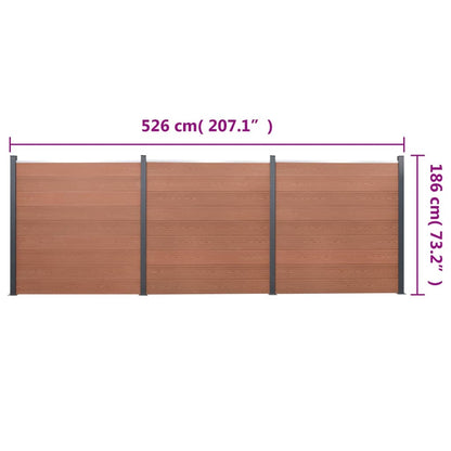 Juego De Paneles De Valla Wpc Marrón 526x186 Cm / Vetonek_1
