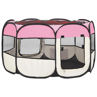 Parque De Perros Plegable Y Bolsa Transporte Rosa 110x110x58cm_5
