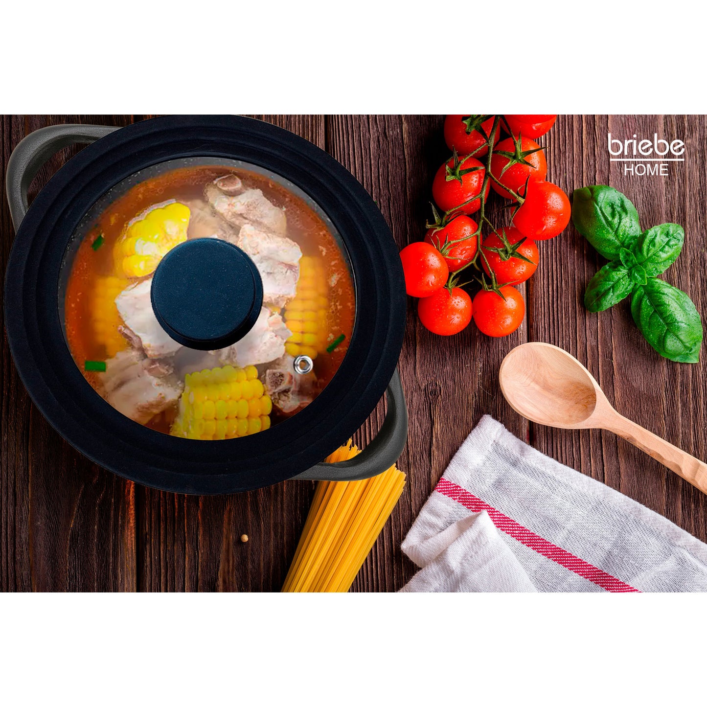 Juego 2 Tapas Sartén Universal Ollas, Cacerolas, Multidiámetro Borde Silicona, Cristal Válvula, Briebe, Totalid, Transparente