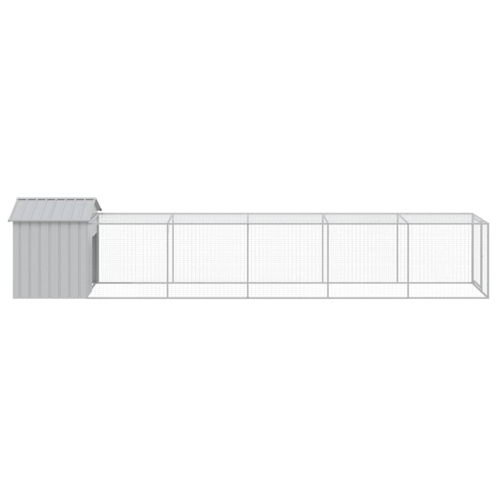 Vidaxl Gallinero Con Corral Acero Galvanizado Gris Claro 117x609x123cm_3