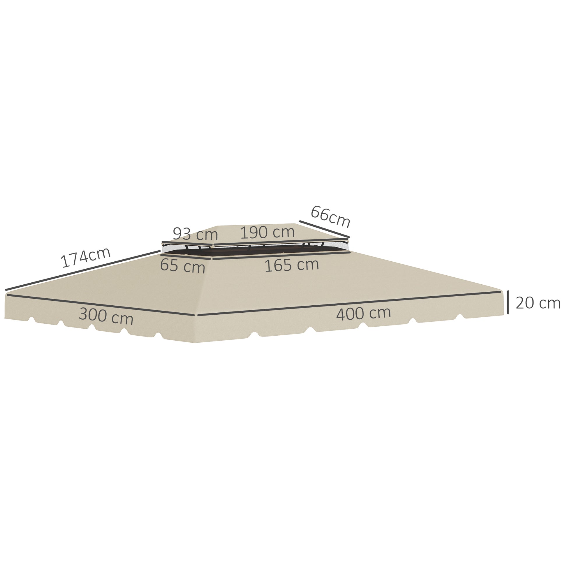 Outsunny Techo De Repuesto Para Cenador 4x3 M Con Doble Techo Beige_2