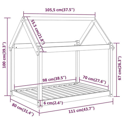 Vidaxl Cama Para Perros Madera Maciza De Pino Gris 111x80x100 Cm_2