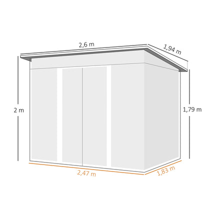 Outsunny Cobertizo De Jardín Exterior 4,5 M² 260x194x200 Cm Con 2 Puertas_2