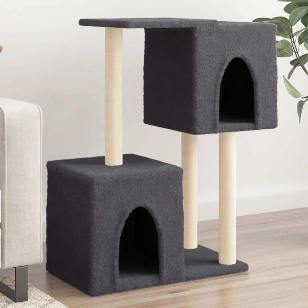 Vidaxl Rascador Para Gatos Con Postes De Sisal Gris Oscuro 86 Cm_1