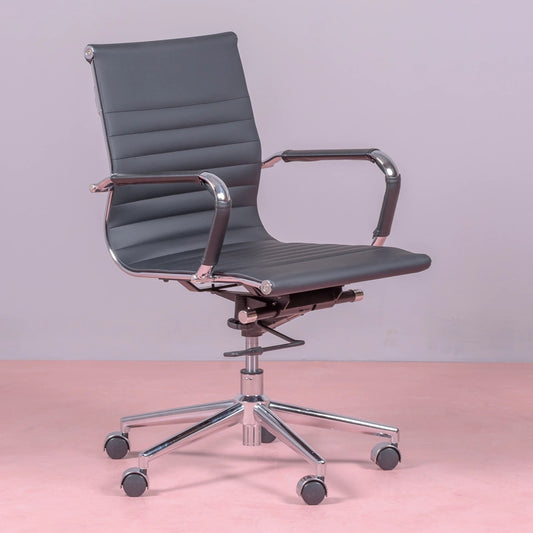 Silla De Escritorio Con Respaldo Bajo En Polipiel Y Reclinable - Alu_0
