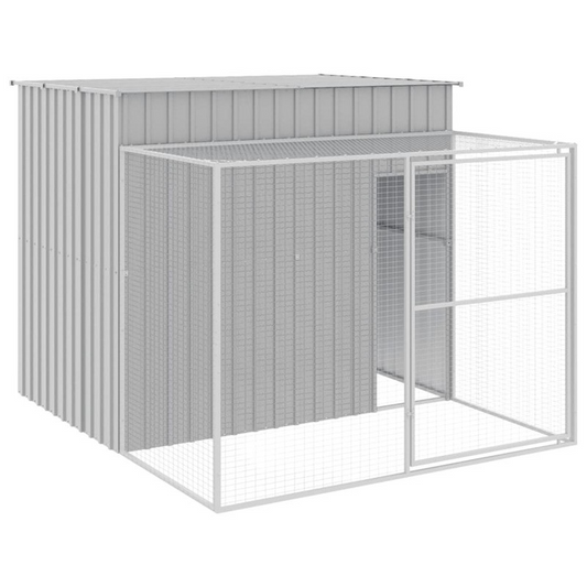 Caseta Para Perros Con Corredor Gris Claro 214x253x181 Cm Acero Galvanizado_0