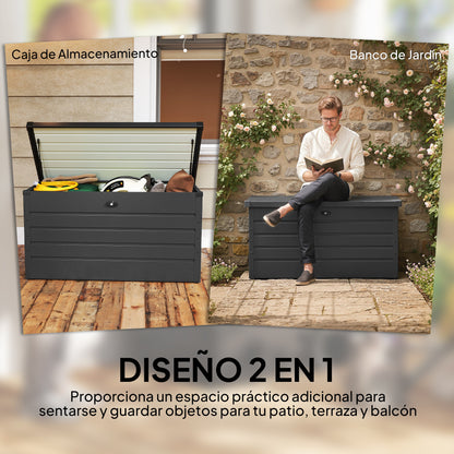 Outsunny Arcón Exterior 311l De Acero Con Cerradura Pistones Neumáticos Gris_3