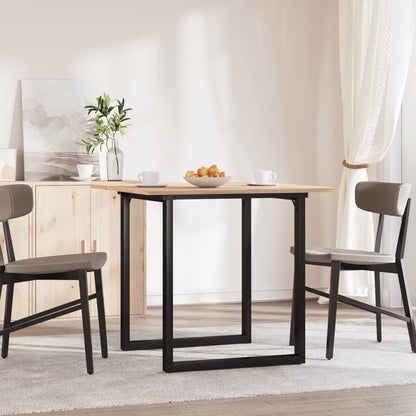 Mesa De Comedor Marco O Madera Maciza Pino Y Acero 90x90x75 Cm_1