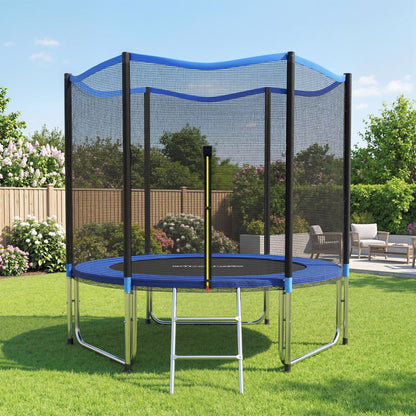 Sportnow Cama Elástica Niños Exterior Ø305 Cm Con Red De Seguridad Escalera Azul_1