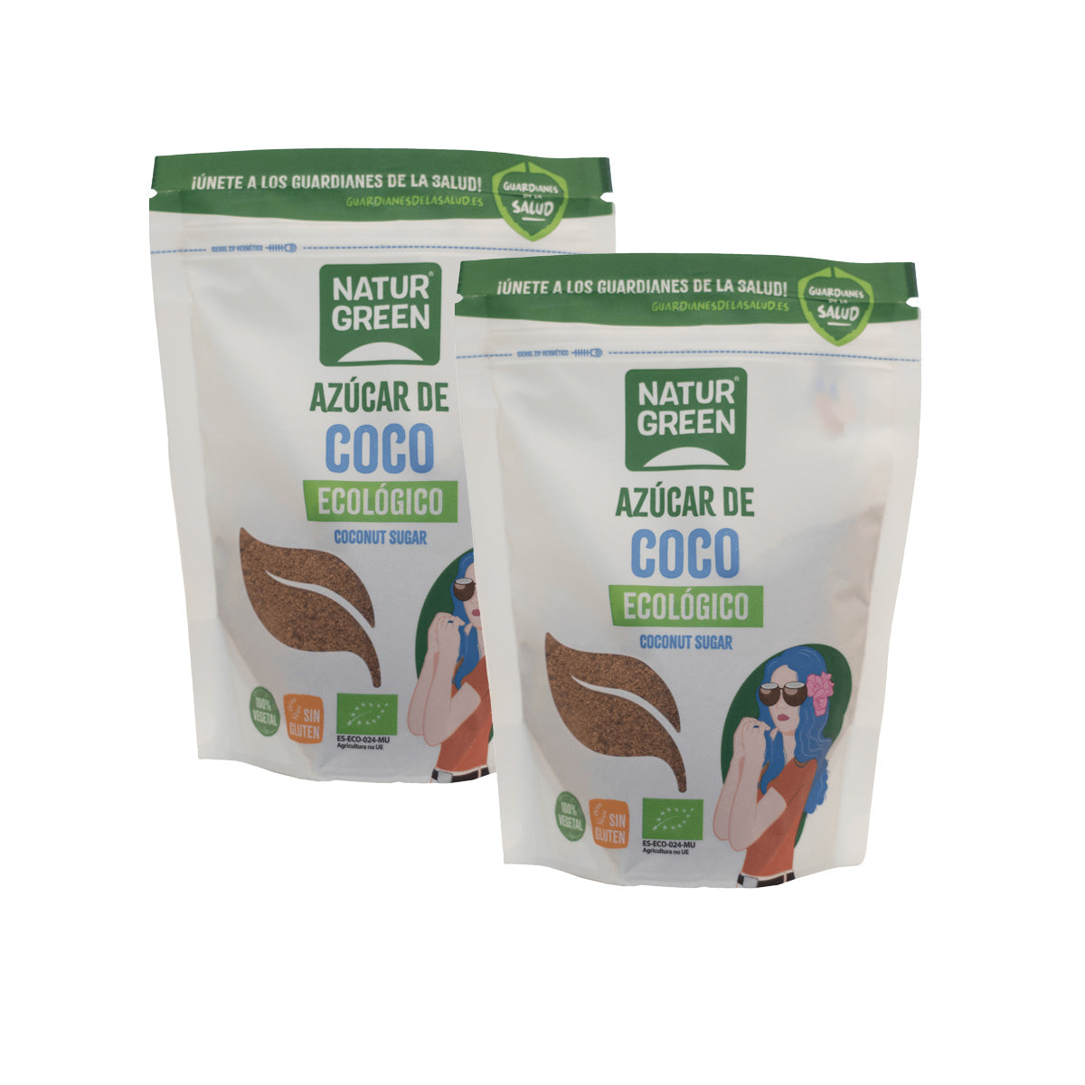 Pack 2x Azúcar de Coco Naturgreen, 2 unidades de 300 g
