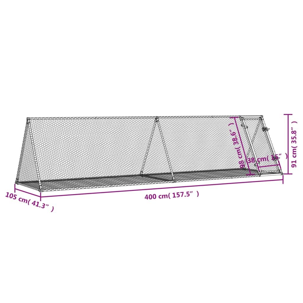 Vidaxl Conejera Acero Galvanizado Plateado 400x105x91 Cm_2