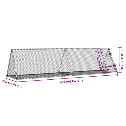 Vidaxl Conejera Acero Galvanizado Plateado 400x105x91 Cm_2