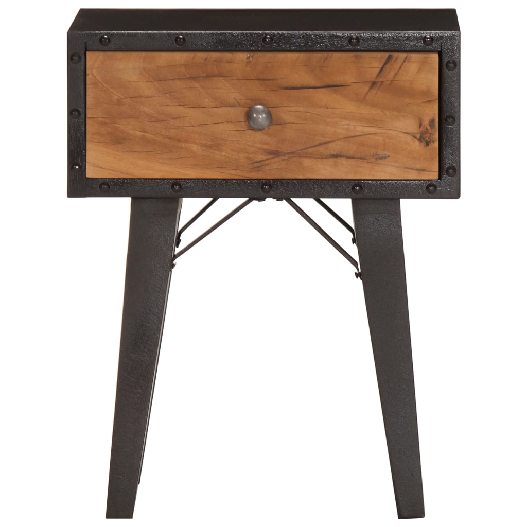 Mesita De Noche De Madera Maciza Reciclada 40x30x50 Cm_1