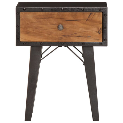 Mesita De Noche De Madera Maciza Reciclada 40x30x50 Cm_1