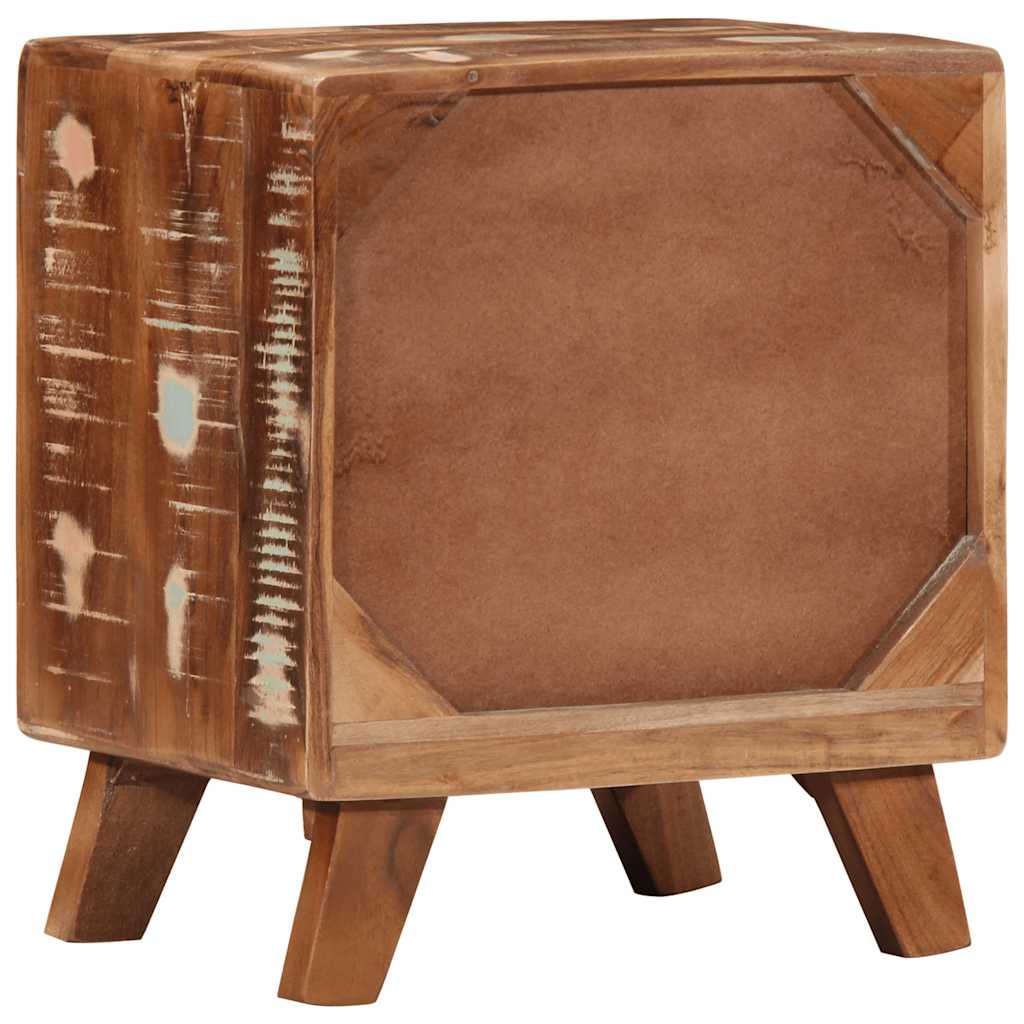 Mesita De Noche 40x32x46 Cm Madera Maciza Reciclada_2