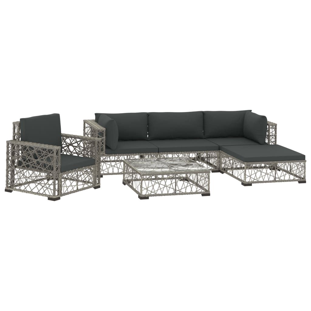 Vidaxl Set De Muebles De Jardín 6 Pzas Y Cojines Ratán Sintético Gris_0