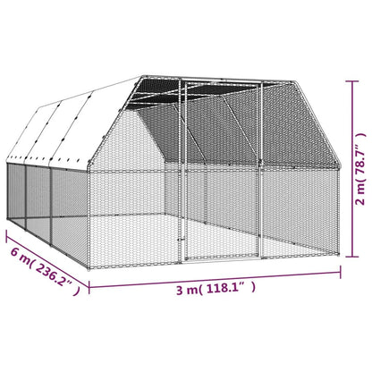 Vidaxl Jaula Gallinero De Acero Galvanizado 3x6x2 M_2