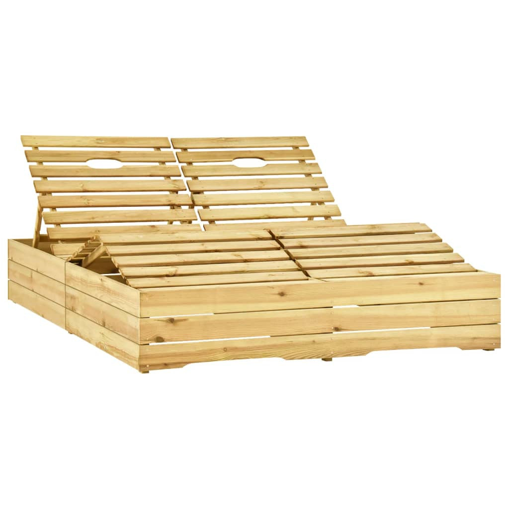 Vidaxl Tumbona Doble Y Cojines Madera De Pino Impregnada_1