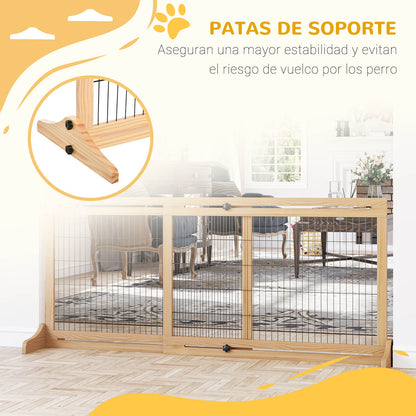 Pawhut Barrera Seguridad Perros De Madera Extensible 104-180 Cm Puerta Escalera_4