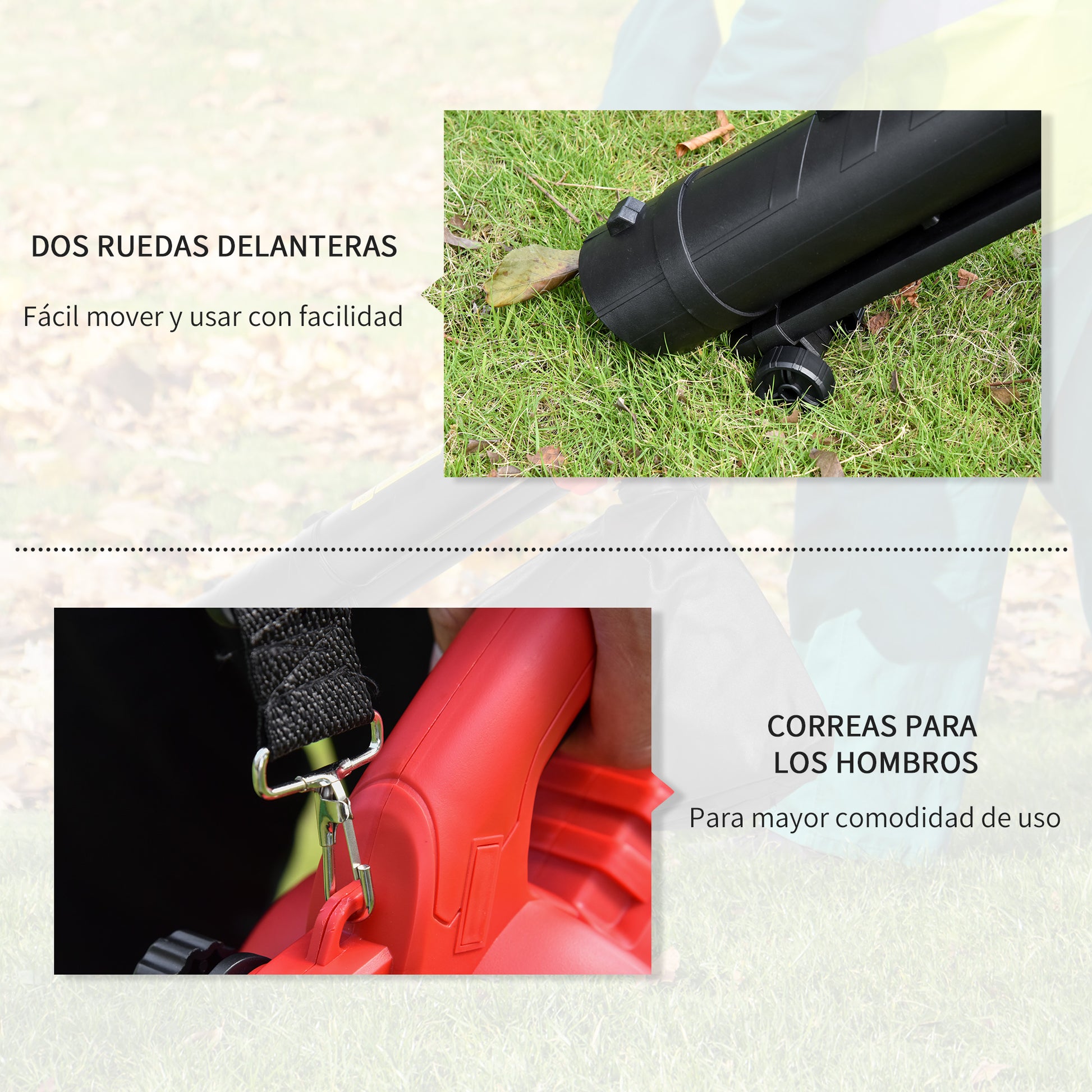 Outsunny Aspirador Soplador Y Triturador De Hojas Eléctrico 3000w Con Bolsa 45l_5