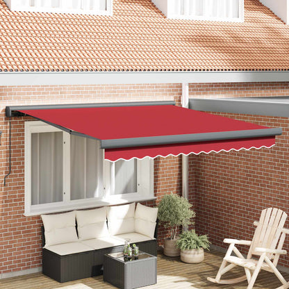 Toldo Retráctil Rojo 350 X 250 Cm Lona Y Aluminio_1