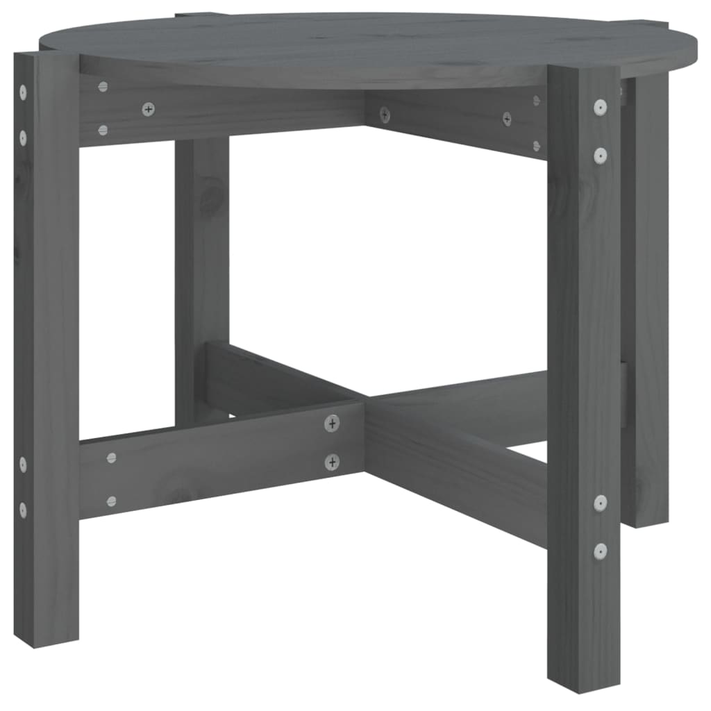 Mesa De Centro De Madera Maciza De Pino Gris 62,5x45 Cm_0