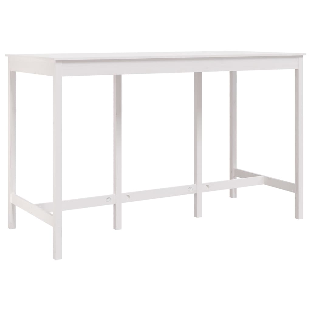 Mesa Alta De Bar Madera Maciza De Pino Blanco 180x80x110 Cm_0