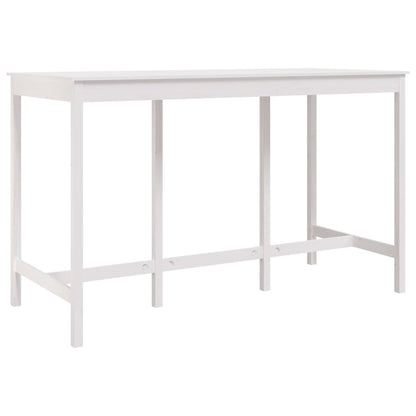 Mesa Alta De Bar Madera Maciza De Pino Blanco 180x80x110 Cm_0