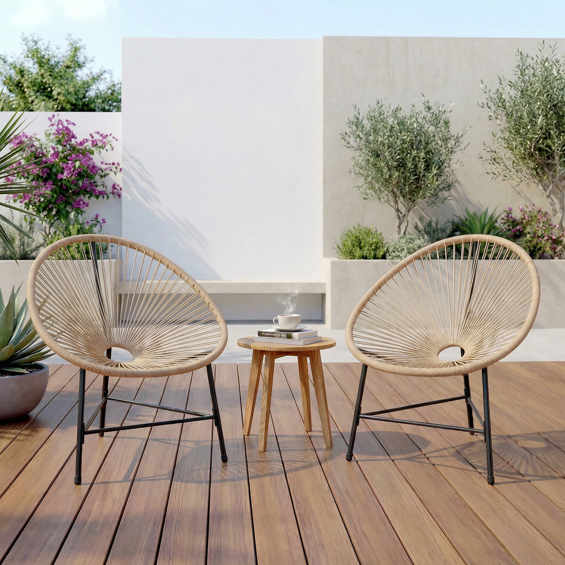 Outsunny Conjunto De 2 Sillas Acapulco De Jardín De Ratán Sintético Natural_4