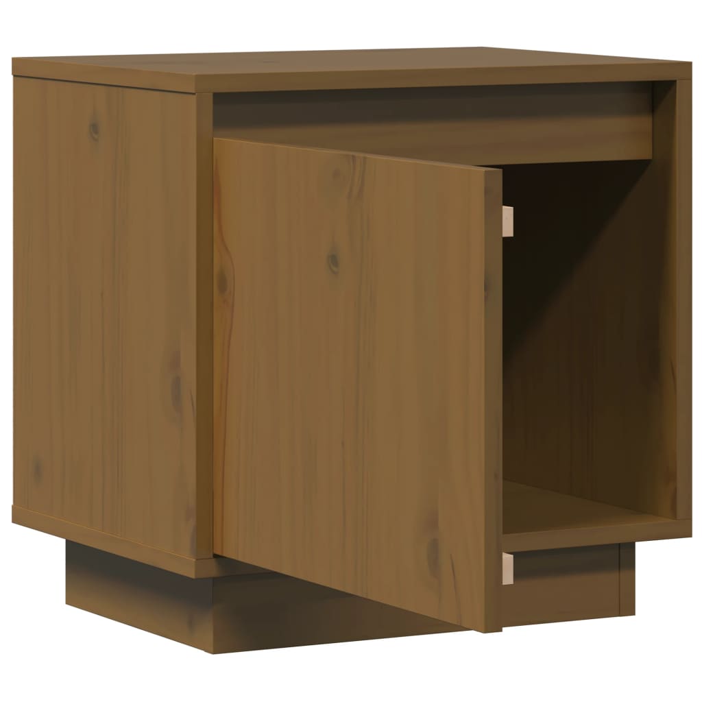 Mesitas De Noche 2 Uds Madera De Pino Marrón Miel 40x30x40 Cm_2