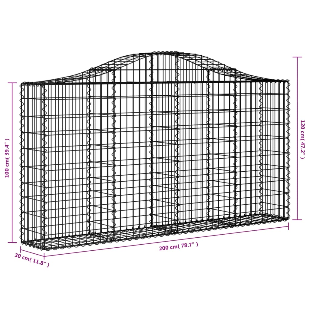 Cestas Gaviones 30 Uds Forma De Arco Hierro 200x30x100/120 Cm_5