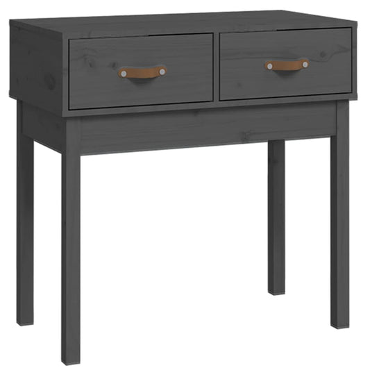 Mesa Consola De Madera Maciza De Pino Gris 76,5x40x75 Cm_0