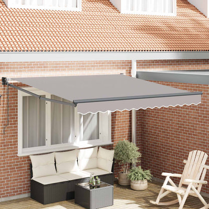 Toldo Retráctil Gris Claro 350 X 250 Cm Poliéster Y Metal_1