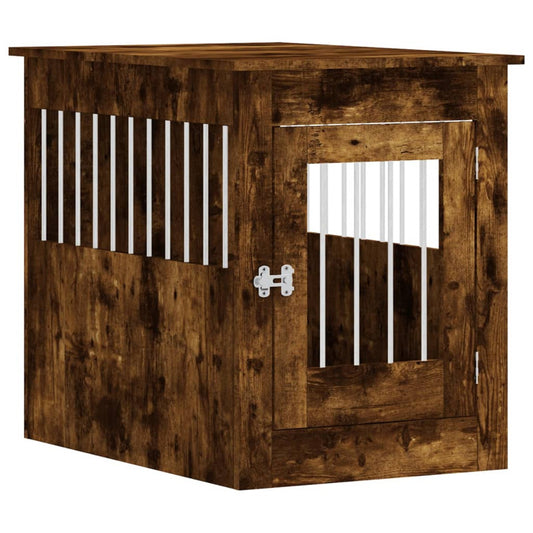 Jaula Para Perros En Mueble Estilo Roble Ahumado 55x80x68 Cm Material De Madera_0