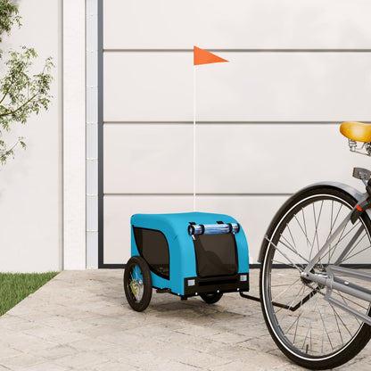 Vidaxl Remolque De Bicicleta Mascotas Hierro Tela Oxford Azul Negro_1