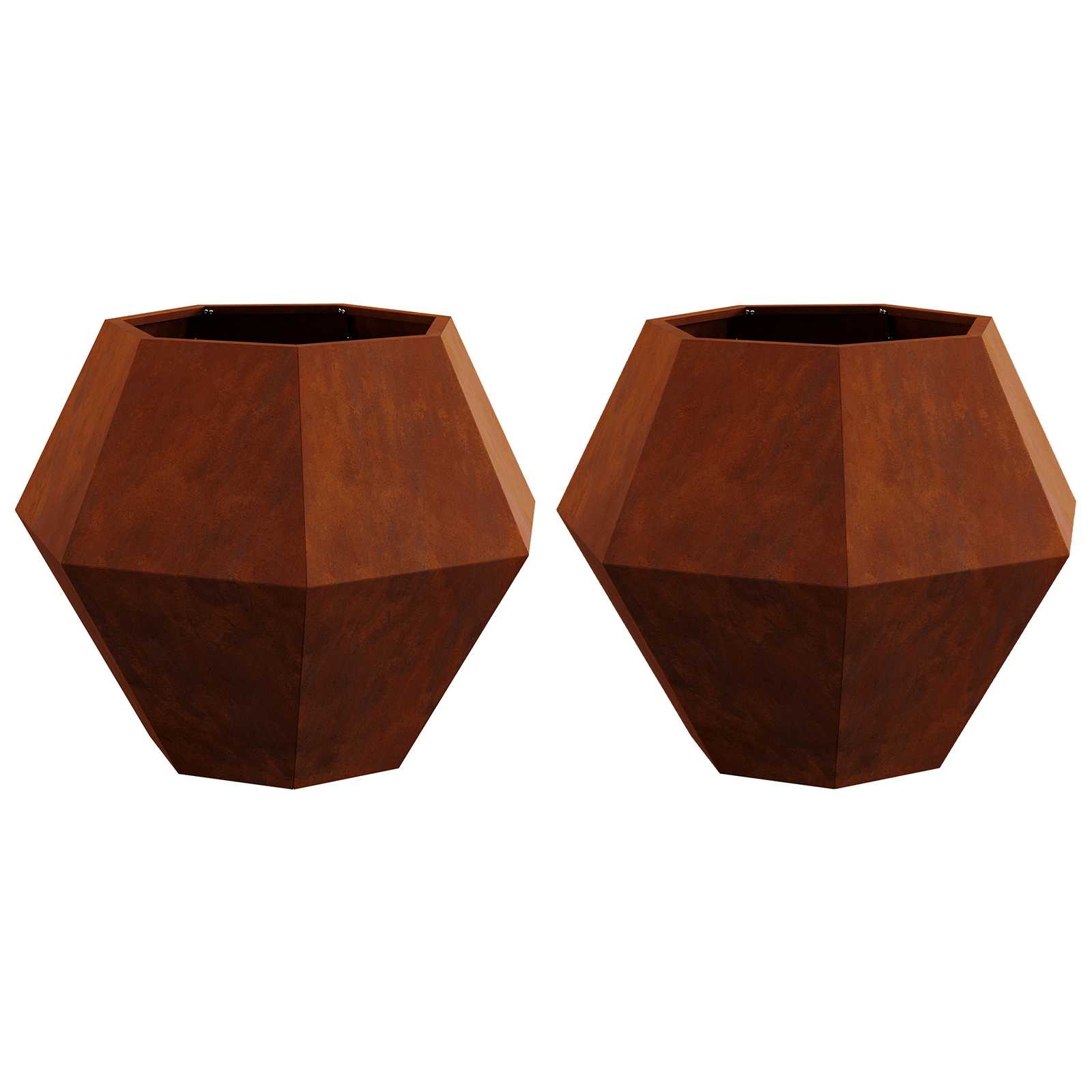 Jardinera 2 Pcs Oxidado 75 X 75 X 60 Cm Acero Autopatinable_0