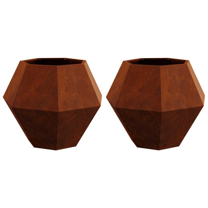 Jardinera 2 Pcs Oxidado 75 X 75 X 60 Cm Acero Autopatinable_0