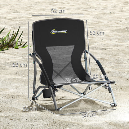 Outsunny Pack De 2 Sillas De Playa Plegables Ligeras Con Respaldo De Malla Negro_2