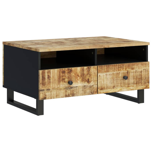 Mesa De Centro Madera Maciza Mango Y Contrachapada 80x54x40 Cm_0