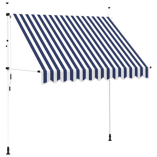 Toldo Manual Retráctil Azul Y Blanco A Rayas 250 Cm_0