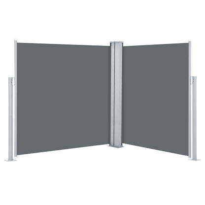 Toldo Lateral Doble Y Retráctil De Jardín Gris 170x600 Cm_0